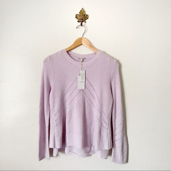 Lucky Brand Lavender Crewneck sweater NWT Large cashmere blend fabric - Picture 1 of 6